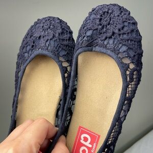 Navy Blue Crochet Ballet Flats Shoes 5.5‎ twee coquette fairy cottagecore glam